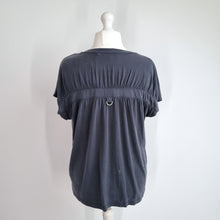 Load image into Gallery viewer, Next Scoop Neck T-Shirt UK 18 Dark Grey Ruched Back Stretch Casual Basic NEW
