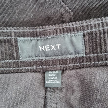 Load image into Gallery viewer, Next Corduroy Cargo Trousers UK 24 R Black Wide Leg High Rise Pockets Cotton
