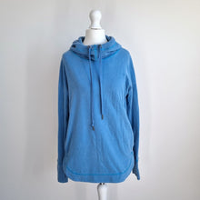 Load image into Gallery viewer, Sweaty Betty Fleece Sweatshirt  UK XS Sky Blue Cowl Pockets Thumbhole Hoodie Top
