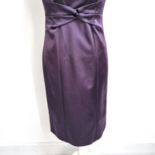 Load image into Gallery viewer, Laura Ashley Satin Dress UK 16 Purple Wiggle Occasion Cocktail Midi Shift Party
