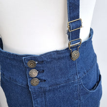 Load image into Gallery viewer, Collectif Denim Skirt Suspenders Pencil High Rise Dark Blue Retro Pinup 16 XL
