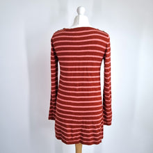 Load image into Gallery viewer, Boden Jumper Striped Longline Burgundy Pink Tunic Cotton Cashmere Blend Crew 12

