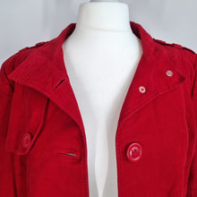 Load image into Gallery viewer, Long Tall Sally Coat Red UK 18 Pea Jacket Lined Cotton Pockets High Neck Winter
