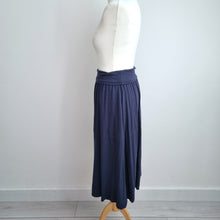 Load image into Gallery viewer, John Lewis Navy Jersey Midi Skirt UK 10 Blue Elastic Waist Stretch Soft A Line
