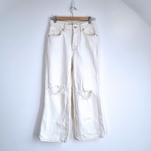Load image into Gallery viewer, We The Free People Jeans Ripped Off-White Ankle W26 Wide Leg Button High Rise
