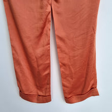 Load image into Gallery viewer, Joseph Satin Trousers Pleated Dress Pants Orange Dean Liquid Work UK 6 EU 34

