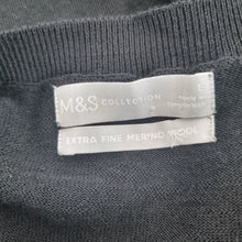 Load image into Gallery viewer, Marks &amp; Spencer Jumper 100% Fine Merino Wool V Neck Black Fitted Knit Large
