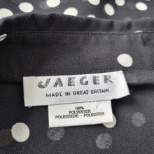 Load image into Gallery viewer, Vintage Jaeger Blouse Polka Dot Black White Shirt 80s Faux Silk Top Print 12
