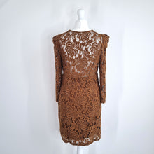 Load image into Gallery viewer, Free People Lace Dress Mini Brown Bodycon V Neck Party Long Sleeves Small
