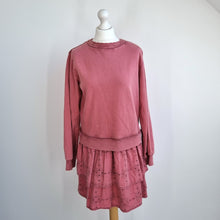 Load image into Gallery viewer, Next Sweatshirt Dress Broderie Anglaise Medium Skirt Faded Pink 100% Cotton
