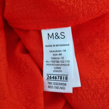 Load image into Gallery viewer, M&amp;S Midi Dress Red Button Down 16 Long Milkmaid Shirred Waist Boho Casual A Line
