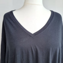 Load image into Gallery viewer, Marks &amp; Spencer T-shirt UK 24 Black V Neck Long Sleeves Cotton Modal Top
