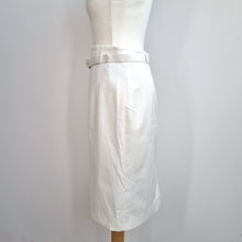 Load image into Gallery viewer, Coast White Pencil Skirt UK 12 Belted Knee Length Smart Work Office Occasion
