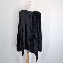 Load image into Gallery viewer, Vintage Rapp Velvet Top Black Asymmetric Pocket Blouse Tunic Witchy One Size
