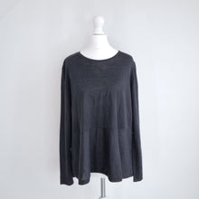 Load image into Gallery viewer, COS Jumper 100% Wool Black Fine Knit Slouchy Dipped Hem Draped Sweater Small
