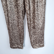 Load image into Gallery viewer, Next Sequin Trousers Gold Size 18 Joggers Side Stripe Lined Christmas Party
