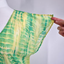 Load image into Gallery viewer, Warehouse 100% Silk Top Tunic Medium Tie-Dye Yellow Green Blouse Beach Coverup
