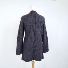 Load image into Gallery viewer, Peruvian Connection Cardigan Alpaca Pima Cotton Black Fluffy Buttons Knit Medium
