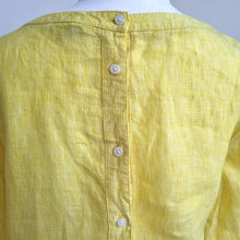 Load image into Gallery viewer, Boden Top 100% Linen Yellow UK 8 Blouse Button Down Back 3/4 Sleeves Work Casual
