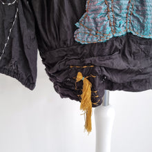 Load image into Gallery viewer, Desigual Blouse Tunic Embroidered Aplique Floral Black Boho Long Sleeves Small
