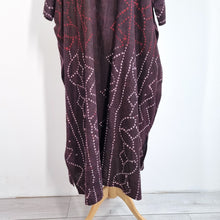 Load image into Gallery viewer, MyraMade Kaftan Dress Burgundy Silver Pendant Midi Cotton Boho Festival One Size
