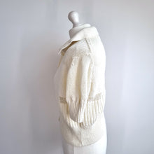Load image into Gallery viewer, COS Cream Cardigan Short Sleeves 100% Cotton Blouse Summer Knit Buttons Large
