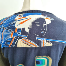 Load image into Gallery viewer, Desigual Long Sleeve Top Art Print Size Large Boho Graphic Tee Turquoise Knit
