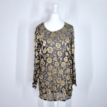 Load image into Gallery viewer, Monsoon Twilight Velvet Devore Top Blouse Floral Silk Blend Tunic Long Small
