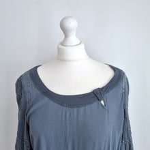 Load image into Gallery viewer, Vintage Ghost Tunic Dress Mini Grey Sequin Long Sleeves Tie Top Boho 12 14 16
