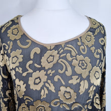 Load image into Gallery viewer, Monsoon Twilight Velvet Devore Top Blouse Floral Silk Blend Tunic Long Small
