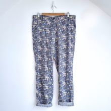 Load image into Gallery viewer, Next Floral Chino Trousers UK 14 Long Blue Print Cotton Blend Liberty Style
