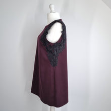 Load image into Gallery viewer, Monsoon Shift Dress Burgundy Size 18 Floral Lace Aplique Cocktail Occasion Smart
