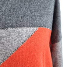 Load image into Gallery viewer, Wallis Jumper Tunic Colour-block Studded Grey Orange Work Office Wool Medium
