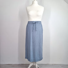 Load image into Gallery viewer, JD Williams Midi Skirt UK 30 Linen Blend Pockets Blue A Line Elasticated Waist
