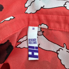 Load image into Gallery viewer, H by Henry Holland Blouse Poodles Dogs Red UK10 Knot Peter Pan Collar Top Shirt

