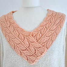 Load image into Gallery viewer, Vintage Handmade Jumper Chenille Cable Knit Pink Cream Half Sleeves V Neck L XL
