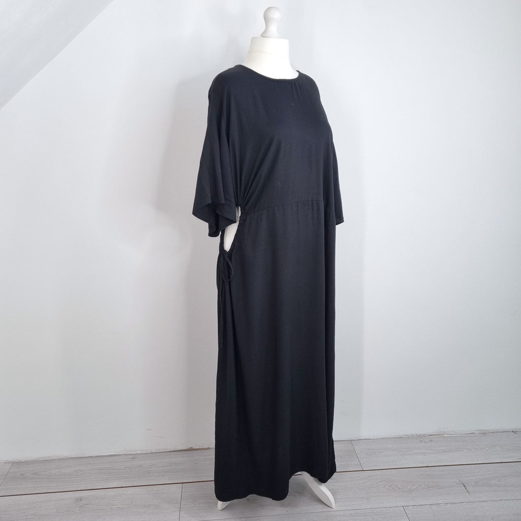 Never Fully Dressed Dress Maxi Black Side Cutout Lagenlook Kaftan Plus Size 24