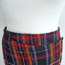 Load image into Gallery viewer, Monsoon Tartan Mini Skirt UK 14 Check Button Faux Wrap Asymmetric Tweed Lined
