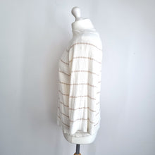 Load image into Gallery viewer, Oliver Bonas Jumper Cream Textured Knit UK 10 Striped Lightweight 3/4 Sleeves
