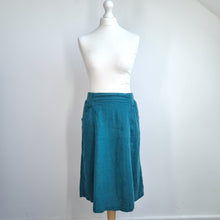 Load image into Gallery viewer, Seasalt Cornwall Skirt 100% Linen UK 10 Castle Garden Teal Blue Pockets Tulip
