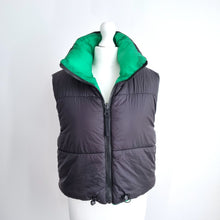 Load image into Gallery viewer, Zara Reversible Gilet Puffer Down Black Green Jacket Waistcoat Zip Small Medium
