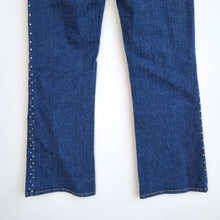 Load image into Gallery viewer, NYDJ Tummy Tuck Jeans Rhinestone Embellished Bootcut Dark Blue High Rise UK 14
