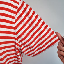 Load image into Gallery viewer, Marks &amp; Spencer Striped T-shirt UK 24 Pink Breton 100% Cotton Short Sleeve Top
