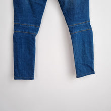 Load image into Gallery viewer, Zara Biker Jeans Distressed Skinny Zips Mid Blue Slim Ripped High Rise 40 UK 12
