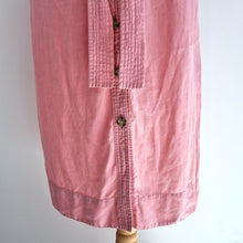 Load image into Gallery viewer, Boden Midi Shirt Dress 100% Linen Pink Belted Pockets Button Down Stained 14 R
