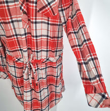 Load image into Gallery viewer, Pepe Jeans Shirt Dress Large Check Plaid Red Orange Tunic Long Sleeves Cotton

