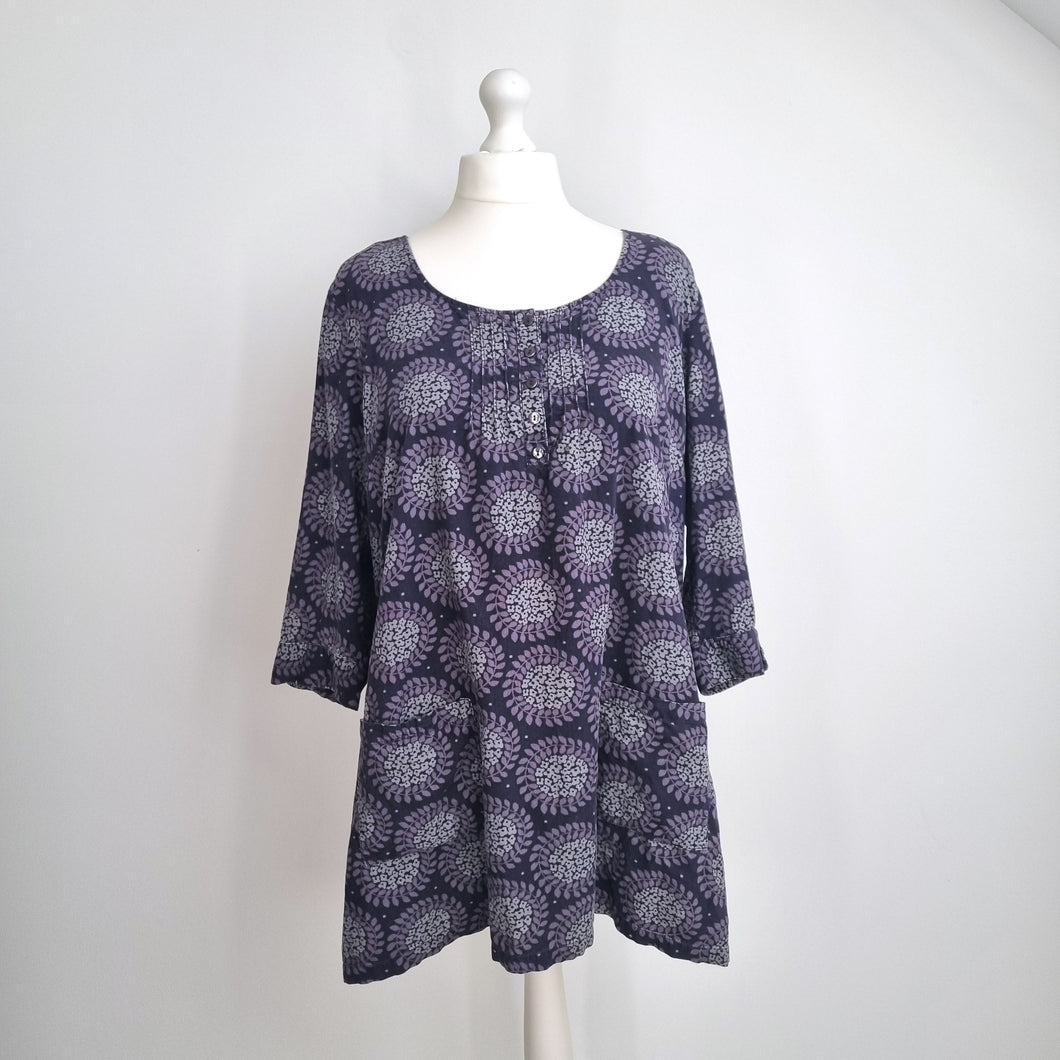 Seasalt Cornwall Tunic Top UK 20 Purple Corduroy Pockets Needlecord Lined Winter