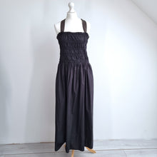 Load image into Gallery viewer, Zara Dress Midi Maxi Black Pockets Sundress 100% Cotton Shirred A Line Strap XL
