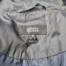Load image into Gallery viewer, M&amp;S Lightweight Hooded Raincoat Jacket Medium Navy Blue Removable Parka Pockets
