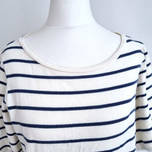Load image into Gallery viewer, Celtic &amp; Co T-Shirt Dress Striped UK 8 Cream Navy Breton 100% Cotton Pockets

